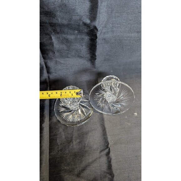 vintage Pressed Glass Pinwheel Base Candlesticks / Candle Holder For 3/4" Candle - Picture 9 of 10